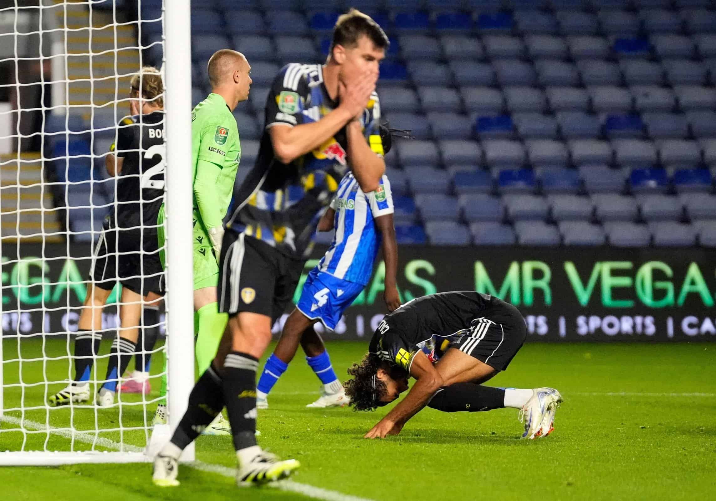 Jaka Bijol looks sick as Dominic Calvert-Lewin adopts the foetal after missing a sitter in injury time.