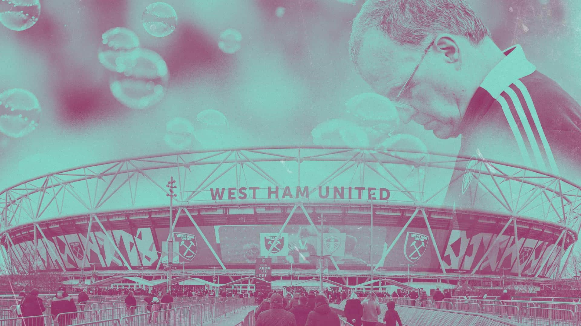 Marcelo Bielsa surrounded by bubbles above the Olympic Stadium, probably thinking about his own gold medal with Argentina