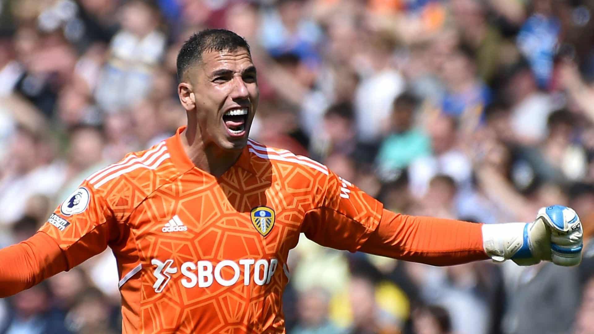 Joel Robles has been photographed not looking particularly calm, having a big old shout with his arms spread, but Rasmus has just scored so it's fine