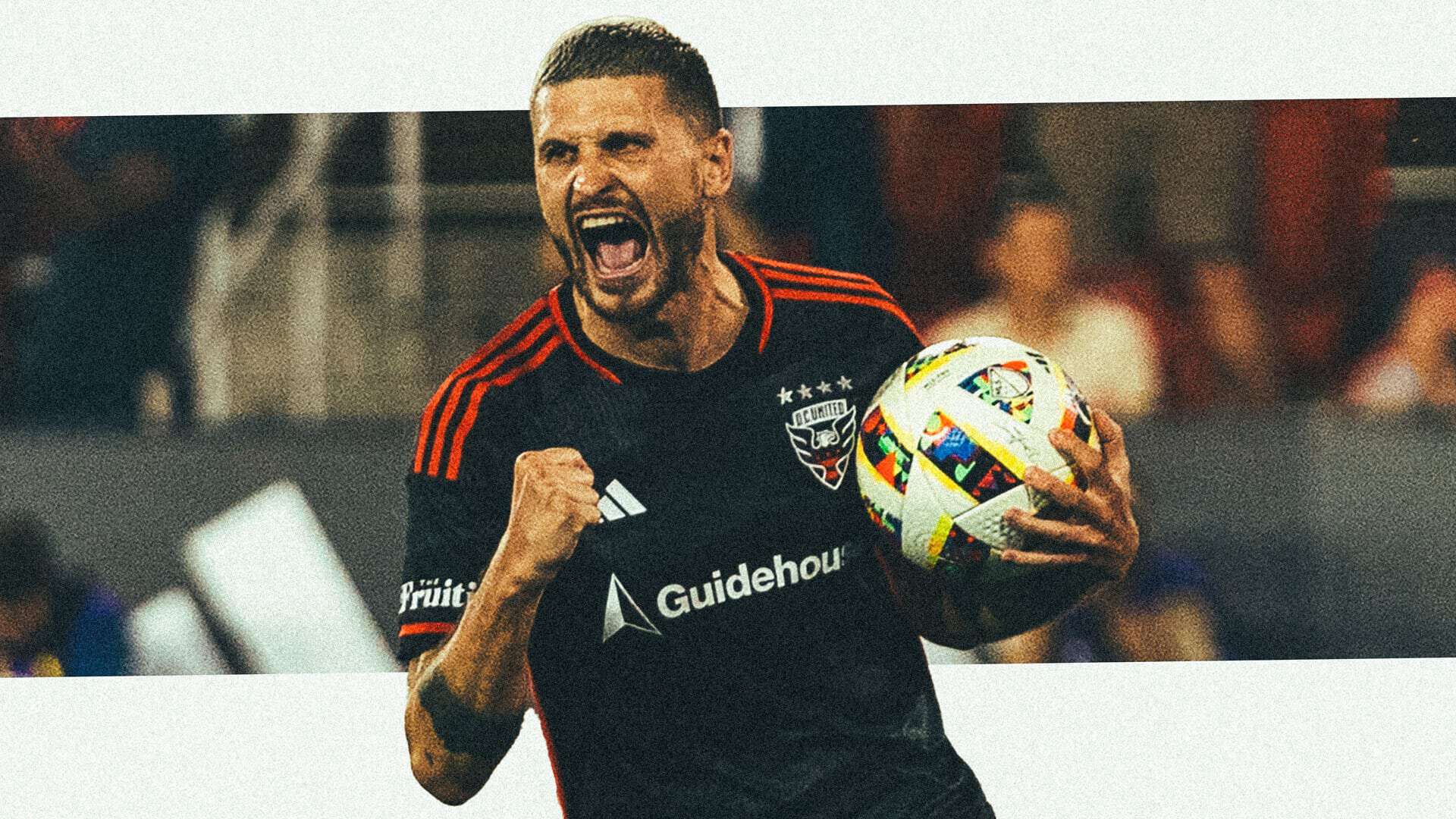 An image of Mateusz Klich celebrating scoring for DC United, the brilliant bastard