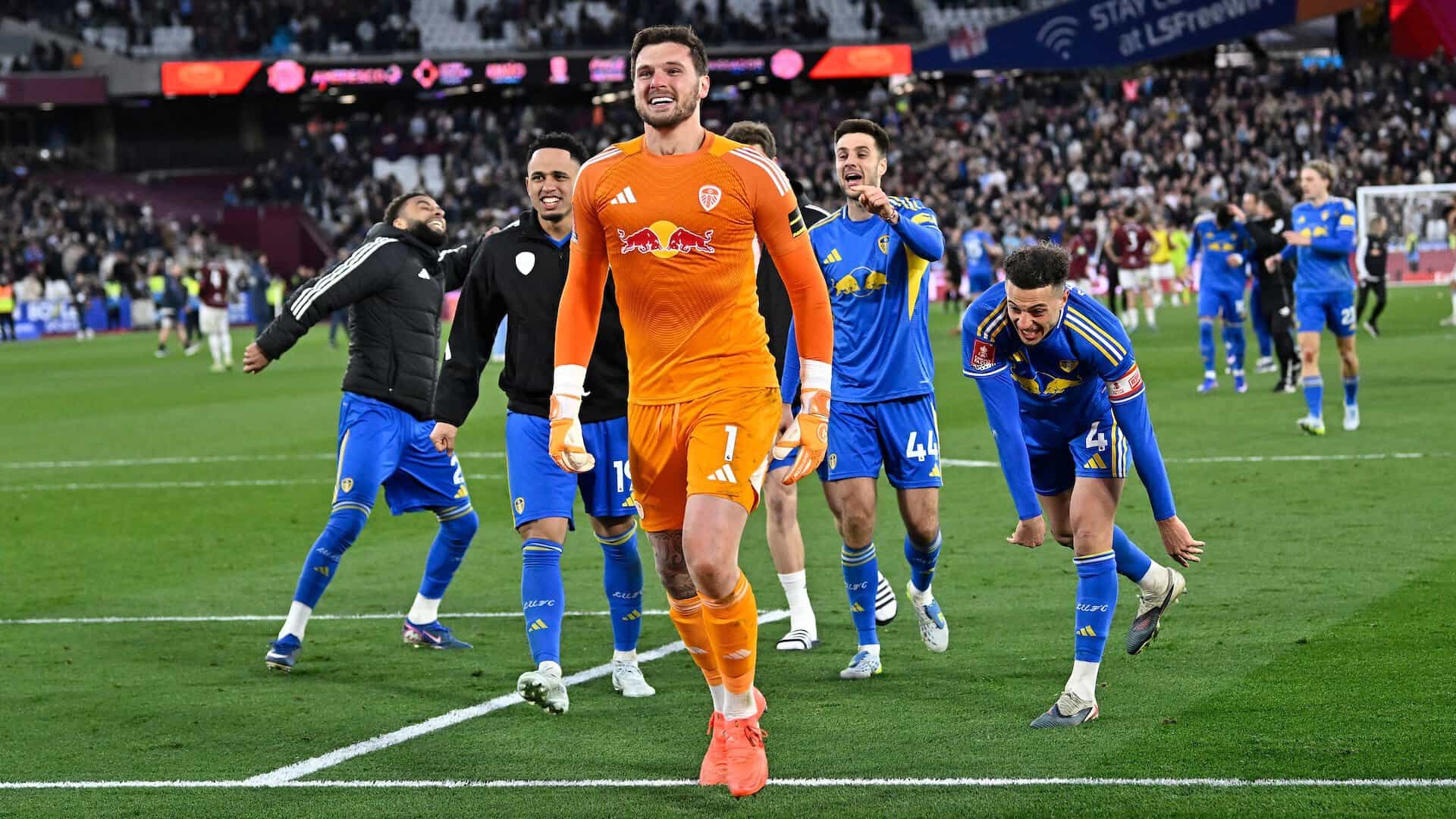 Lucas Perri getting pushed towards the Leeds away end by Ethan Ampadu. Everyone looks a lot healthier than I felt