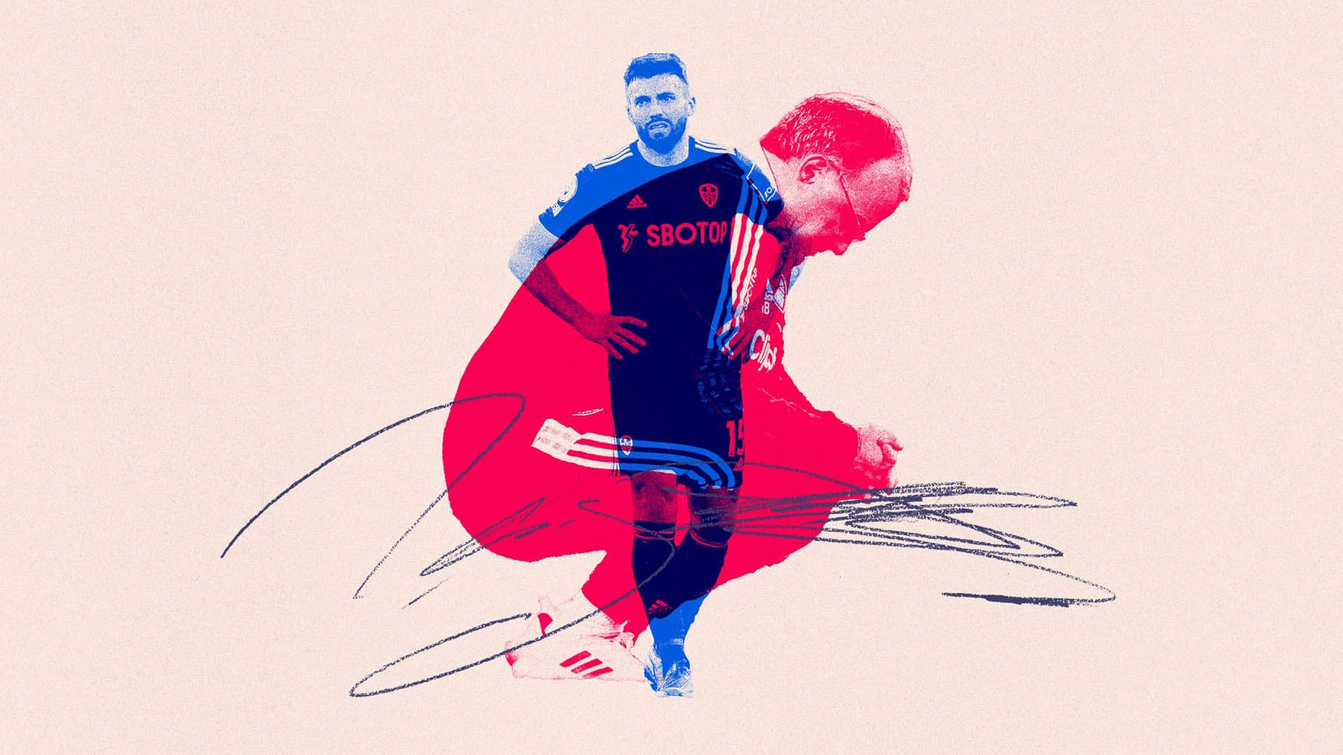Marcelo Bielsa and Stuart Dallas in a nicely composed collage