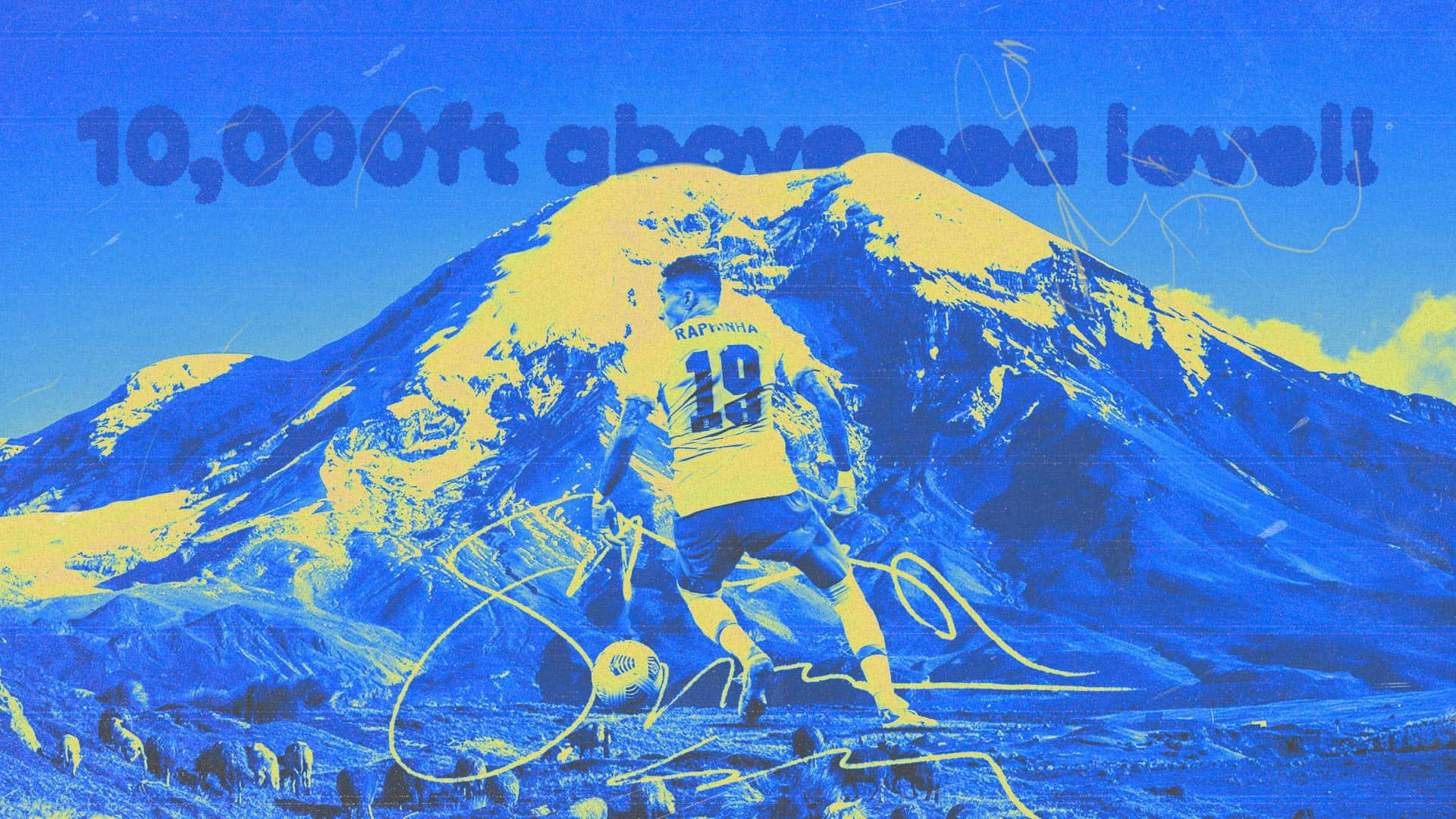 Raphinha dribbling around a mountain!