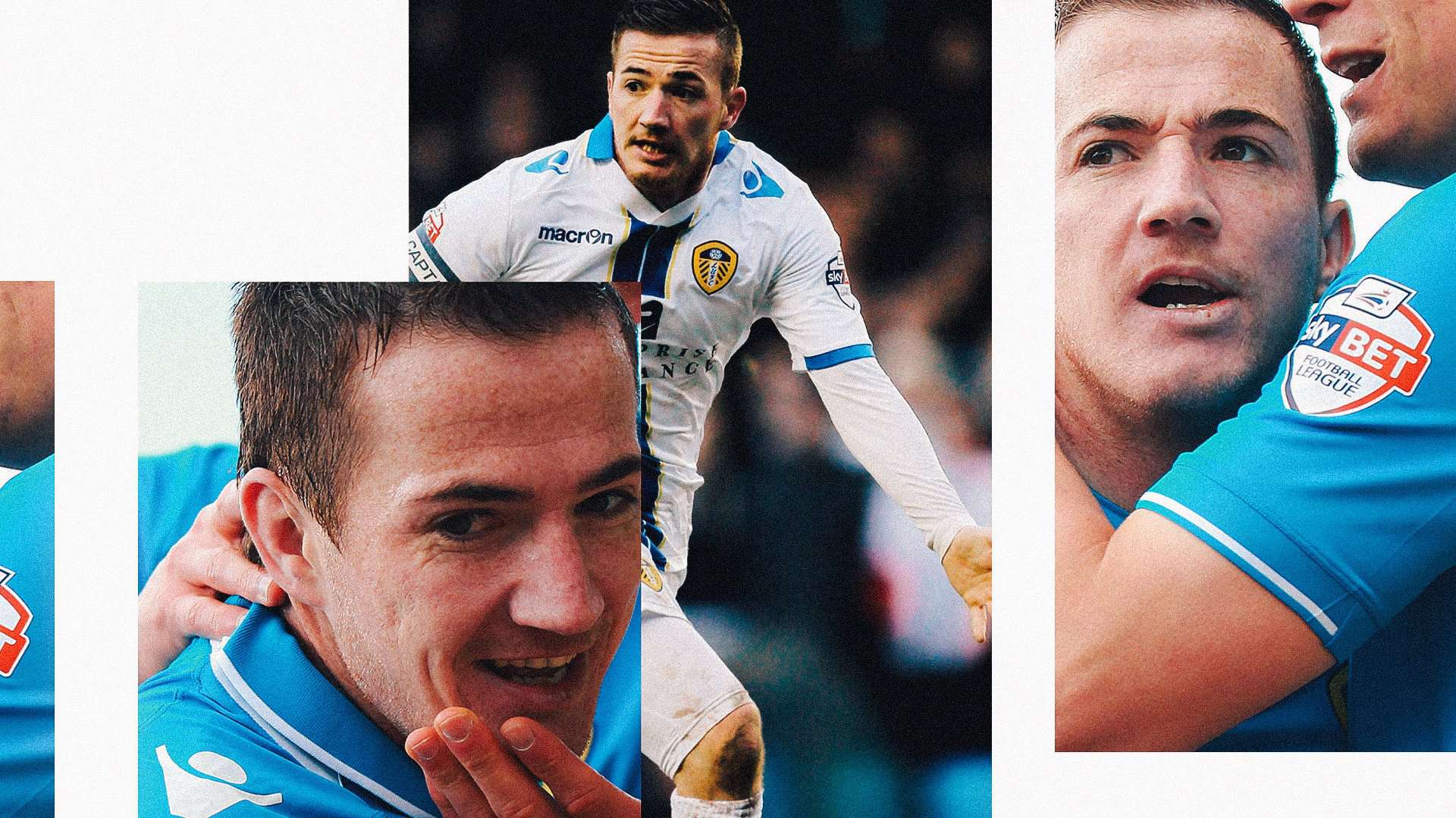 A collage of images of Ross McCormack playing for Leeds and celebrating scoring