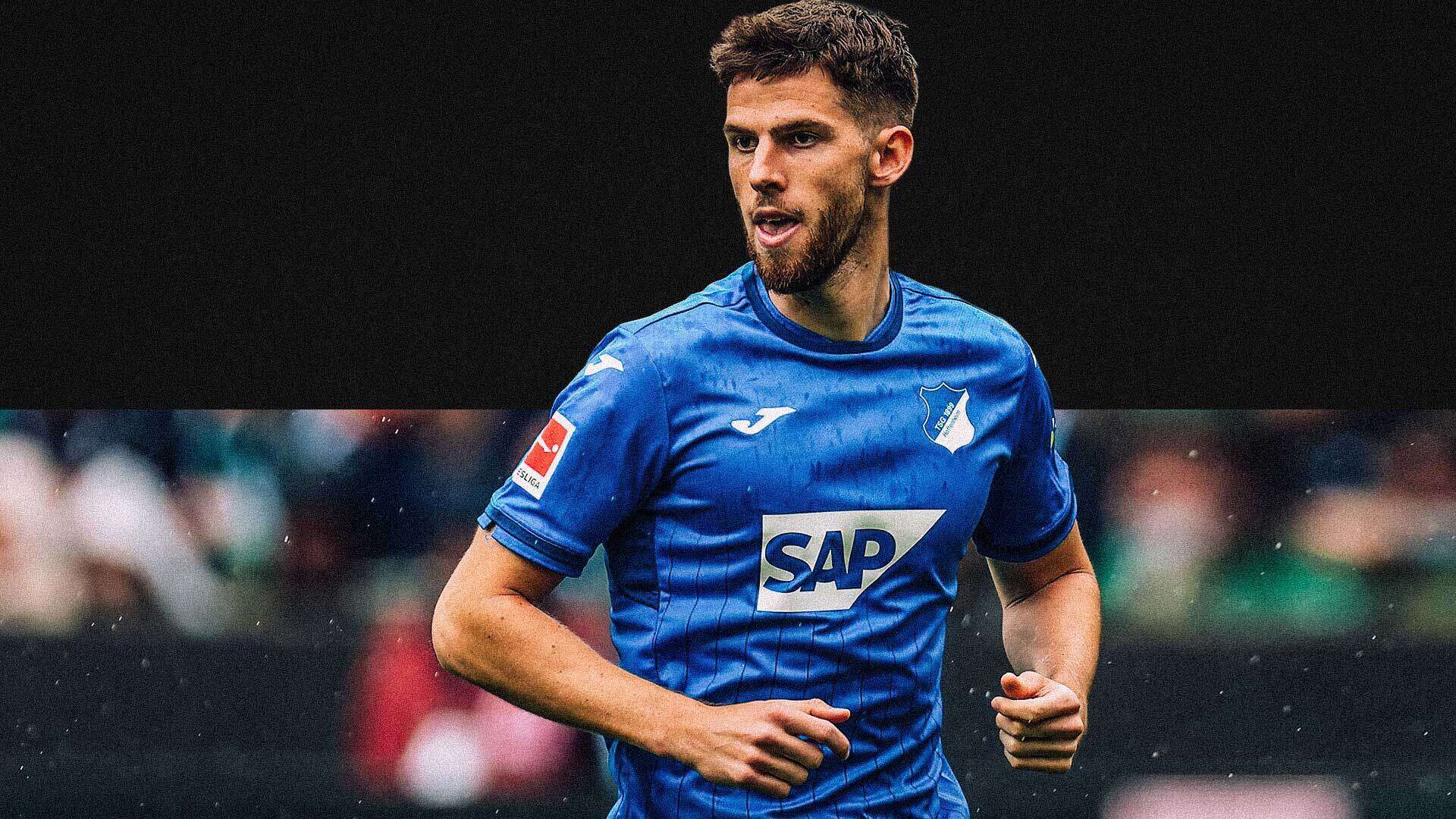 Anton Stach playing for Hoffenheim, no doubt about to intercept a pass