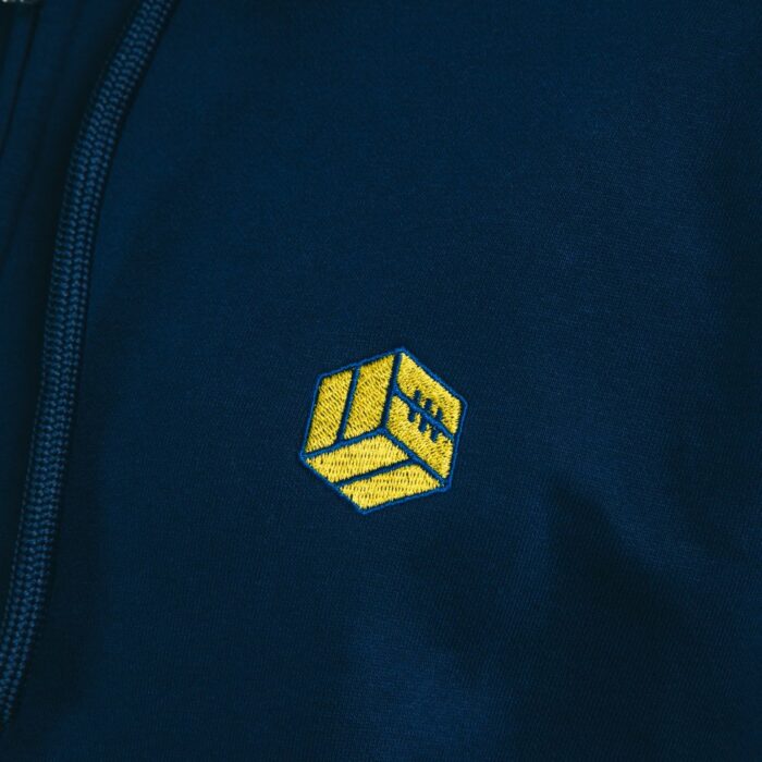 A close up of the embroidered TSB icon on our TSB icon logo hoodie
