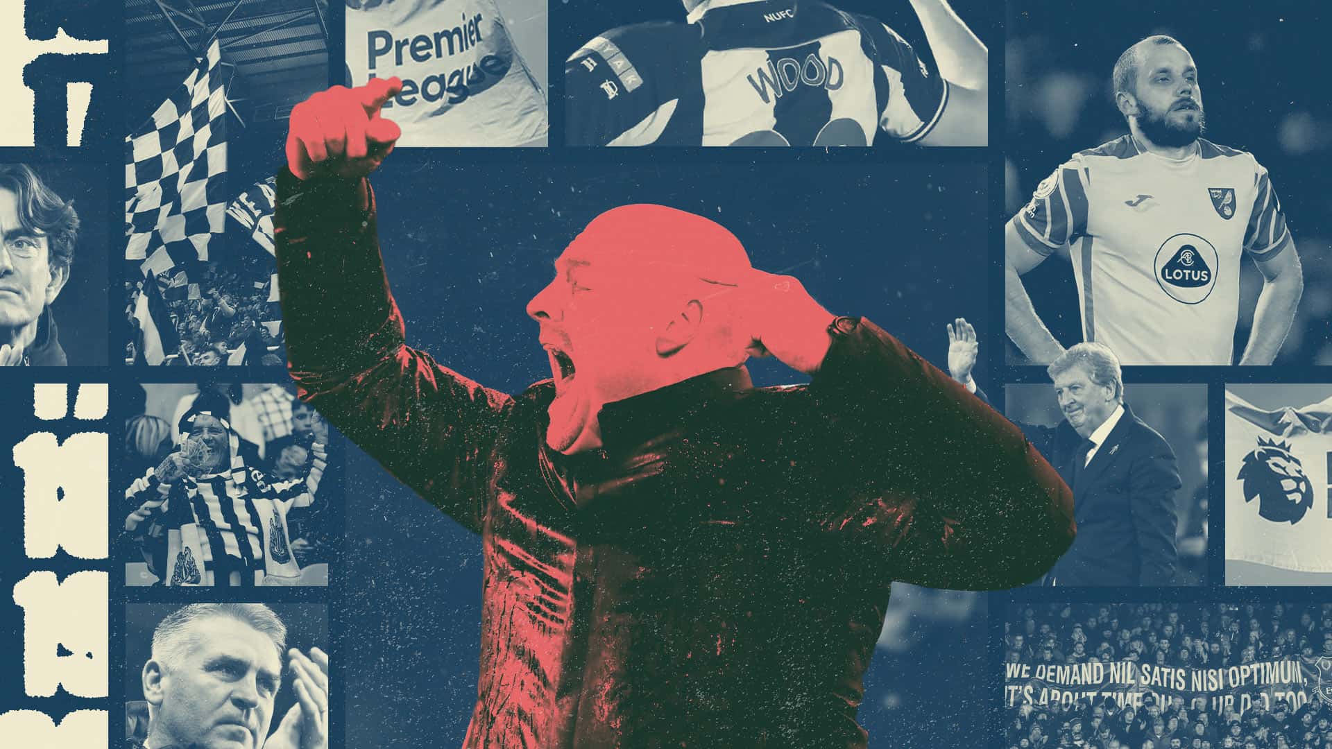 A collage of losers, with Sean Dyche highlighted at the centre