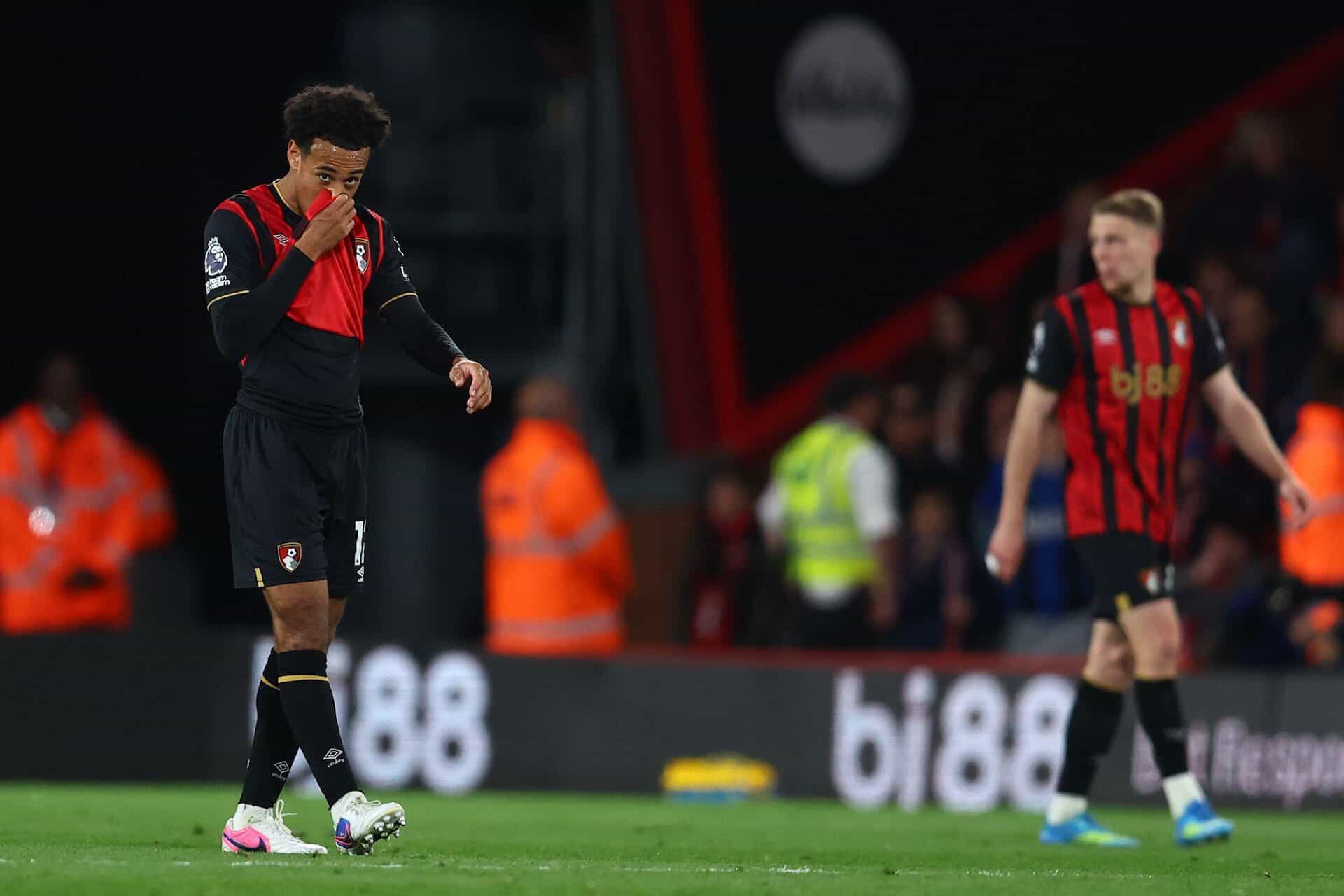 Tyler Adams hiding his face in his Bournemouth shirt after Sean Longstaff's stoppage time equaliser, the silly little turncoat