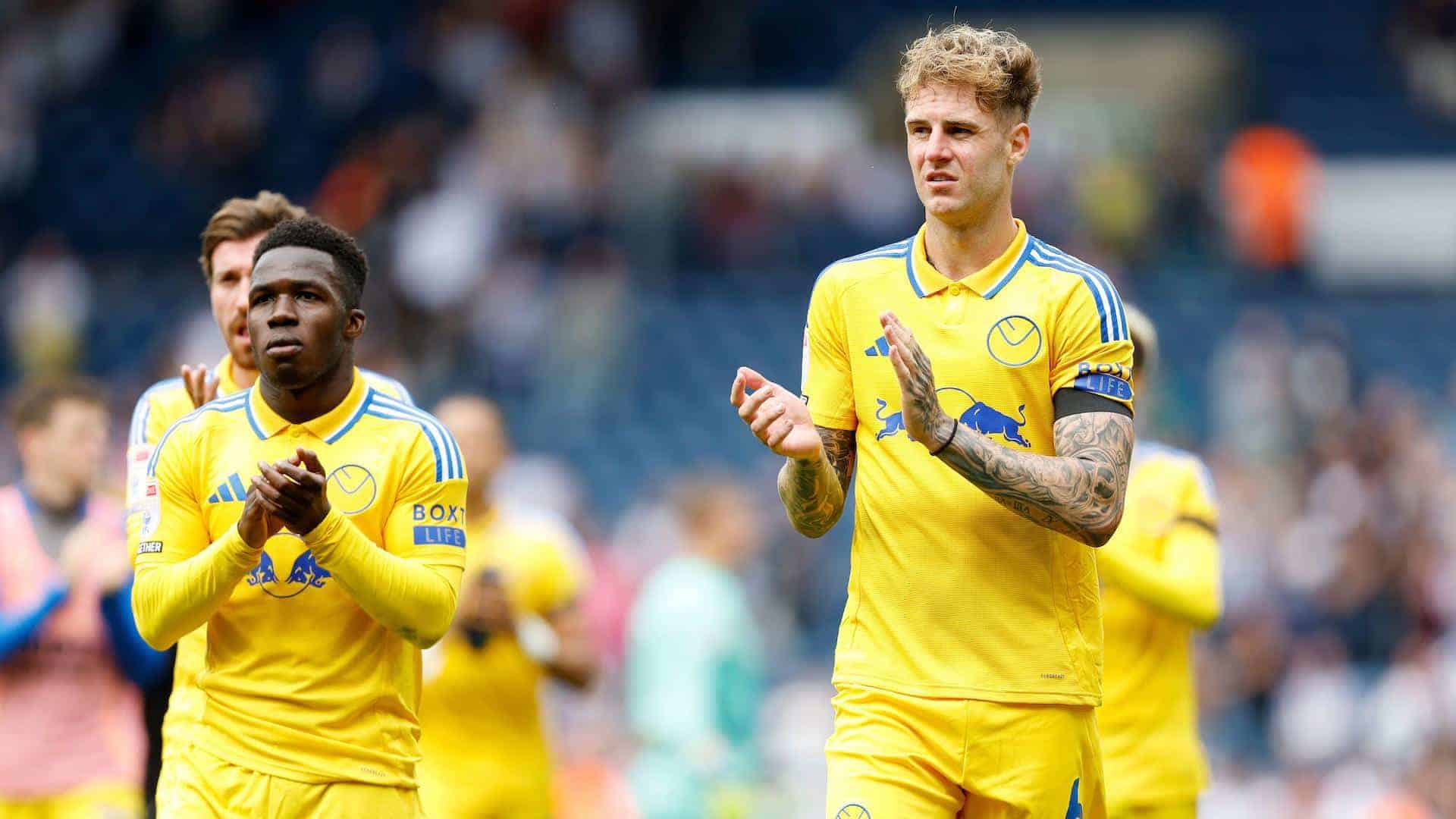 Joe Rodon and Wilf Gnonto applauding the away end at West Brom looking as glum as we all felt