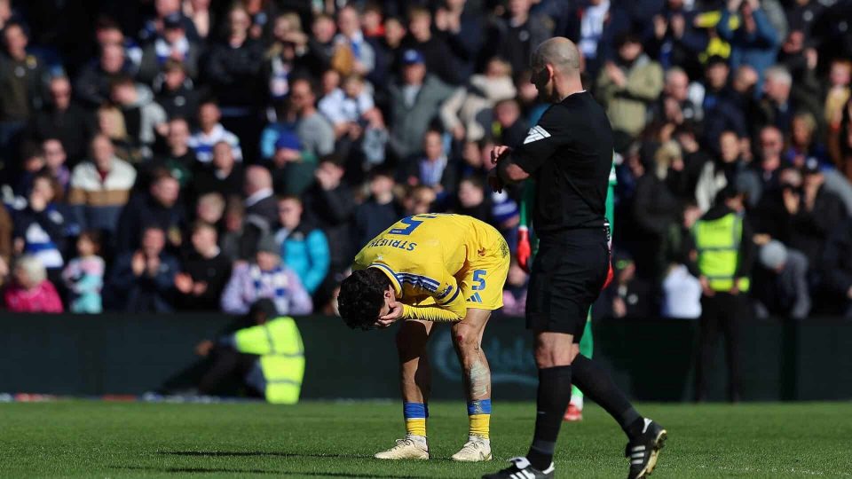 Pascal Struijk on his haunches with his head in his hands at the full-time whistle of Leeds' draw at QPR. Nothing to worry about there, surely.