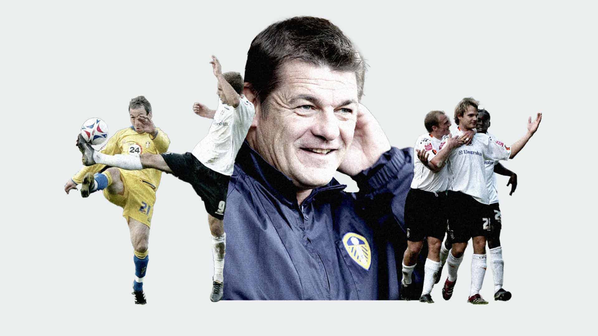 A collage of John Carver and Leeds' losing 5-1 at Luton - a reminder of before times