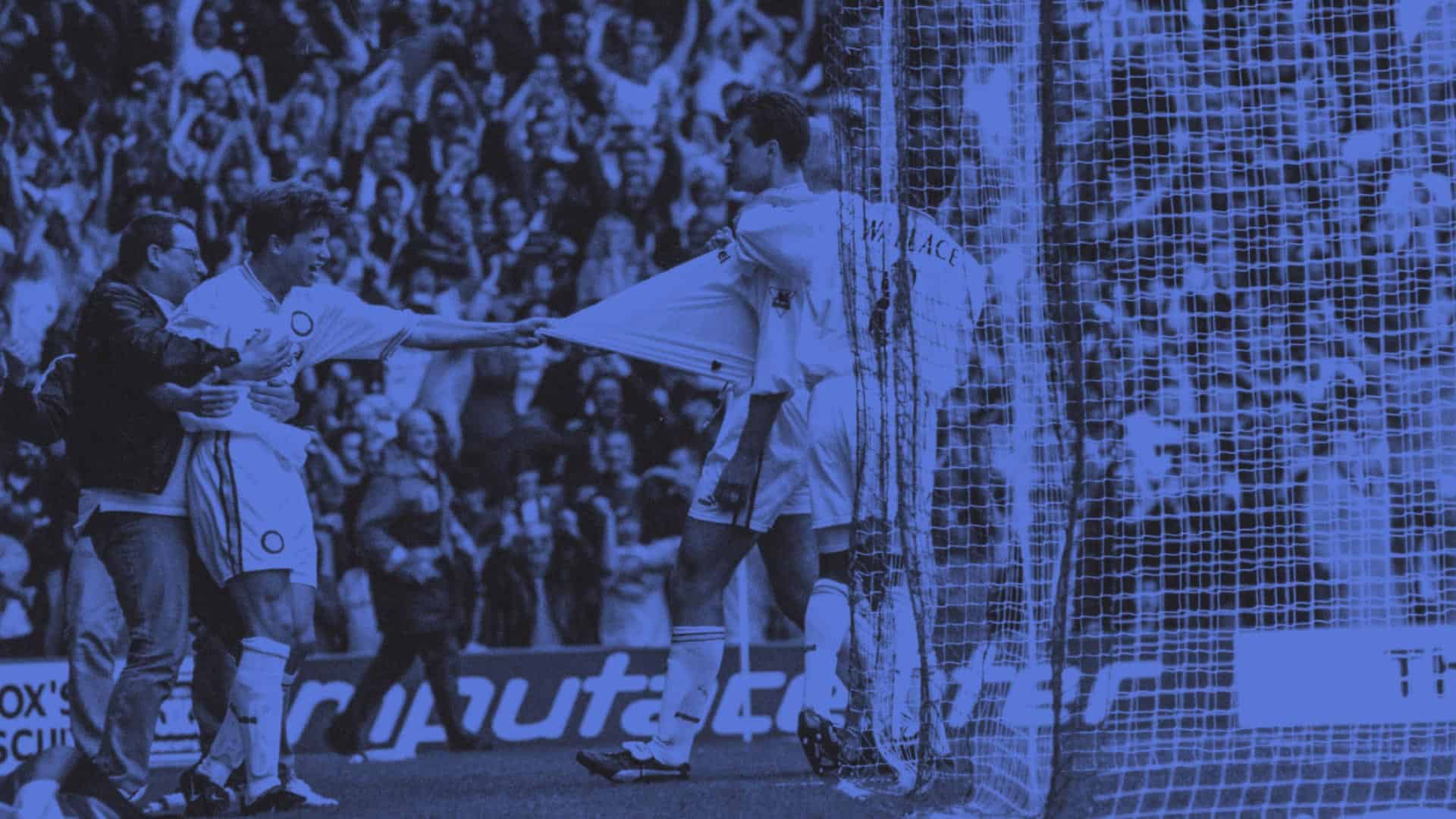 David Wetherall celebrates scoring for Leeds against Scum